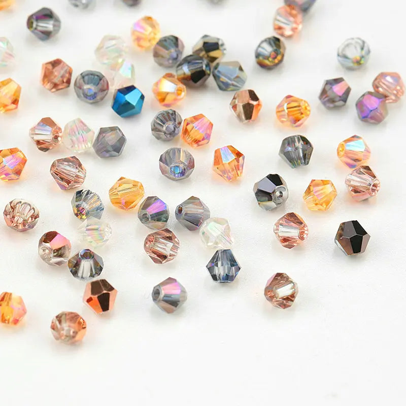 4mm Shiny AB color Crystal Bicone Beads Glass Jewelry Beads Loose Spacer Beads earring bracelet making Jewelry Accessories DIY Qme