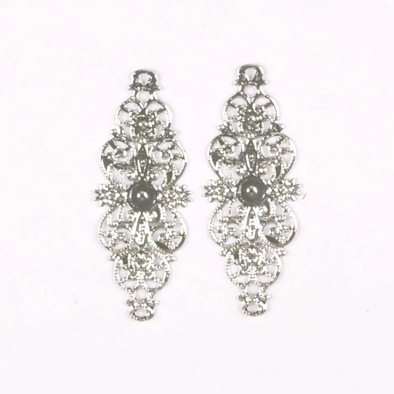 10pcs 62x24mm Metal Crafts Filigree Wraps Connectors Antique Diy Embellishments For Scrapbooking Gift Supplies Home Decor YK0734 Qme silver