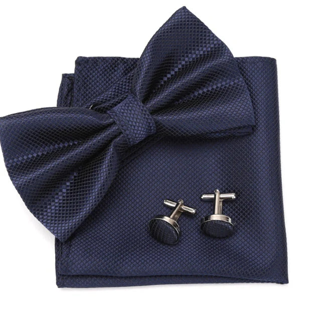 Mens Tie Bowtie Cravat Cufflinks Fashion Butterfly Party Wedding Bow Qme Navy Blue