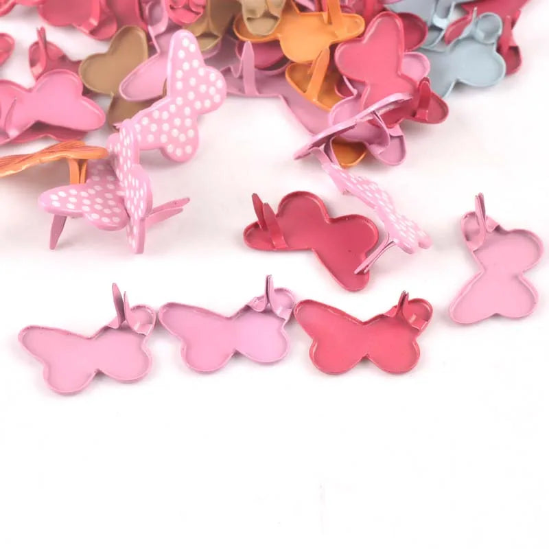 20pcs Mixed Color Butterfly Shape Brads For DIY Metal Crafts Embellishments For Scrapbooking Accessories Decor 20x13mm c2577 Qme