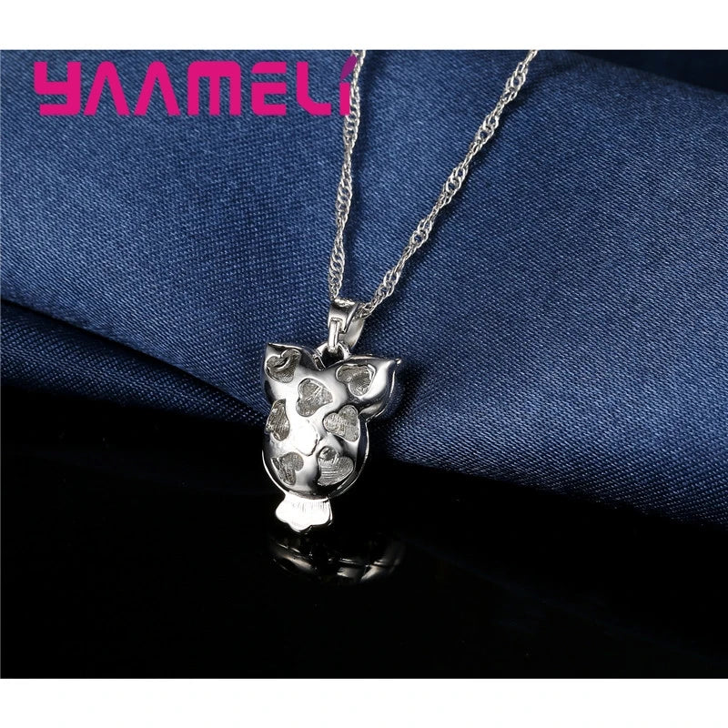 Luxury Women Jewelry Sets Shining 925 Sterling Silver Color Cubic Zircon Retro Night Owl for Girls Gifts Necklace Earrings Qme