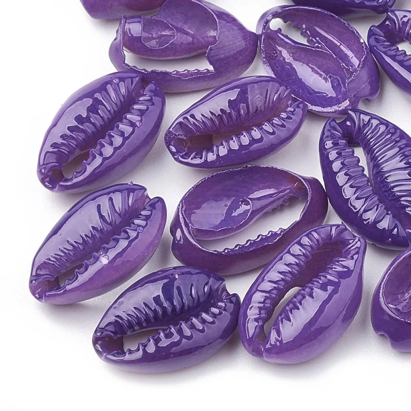 20pcs Dyed Cowrie Shell Beads DIY Necklace Beads Jewelery Craft Accessories for Jewelry Making 15~18x11~12x5~7mm Qme plum