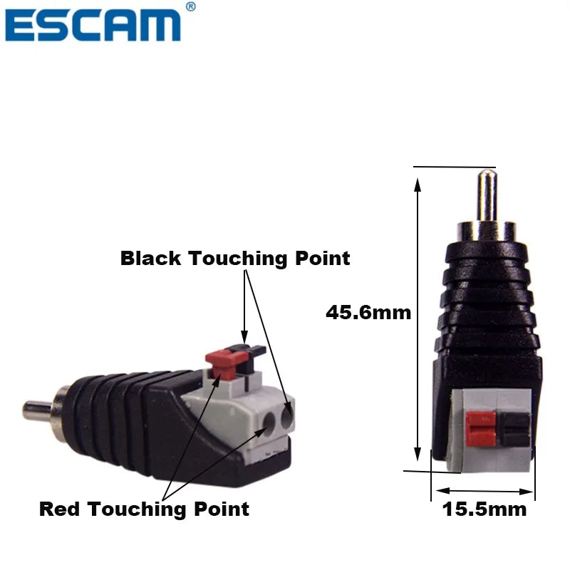 ESCAM 10pcs/lot RCA AV Balun Connector Plug Screw Terminal Pressed Type CAT5 to CCTV Camera Video Qme China Mainland