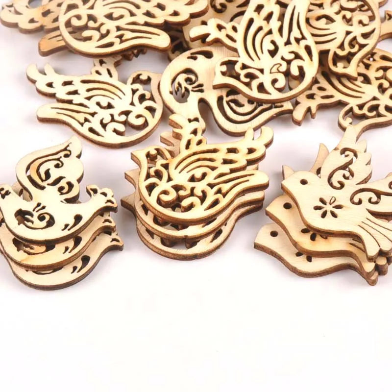 25pcs mixture Wooden Crafts creativity pigeon Pattern Scrapbooking Crafts wood decoration for Home Decoration m1566x Qme