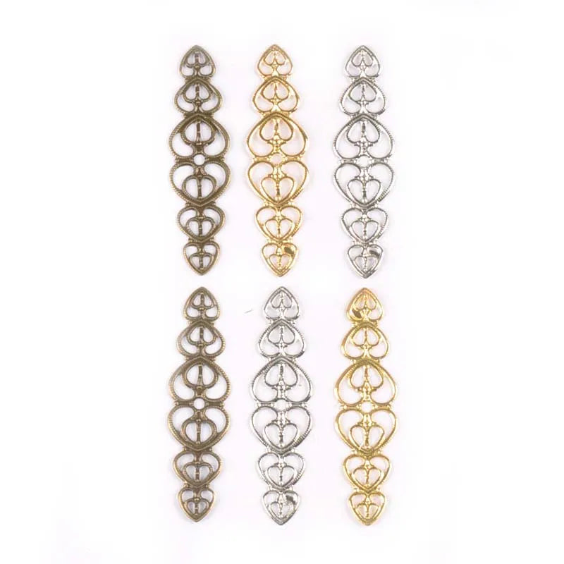 10pcs Flower Filigree Wraps Connectors Antique DIY Embellishments For Scrapbooking Crafts Supplies Home Decor 54x14mm YK0736 Qme mix