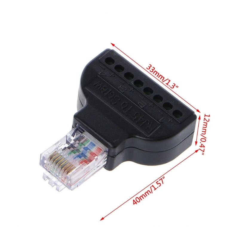 ESCAM RJ45 Ethernet Male To 8 Pin AV Terminal Screw Adapter Converter Block Plug for CCTV camera Qme