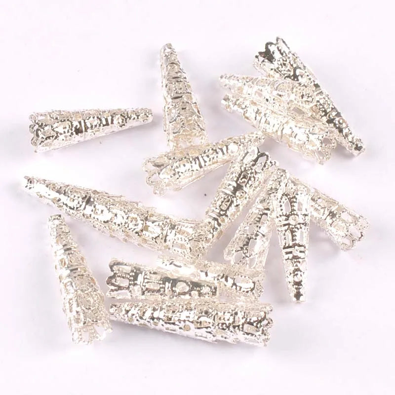 Gold/silver/Bronze 50Pcs Hollow Filigree Wraps Flowers Connectors Metal Crafts Embellishments For DIY Scrapbookings Home Decor Qme