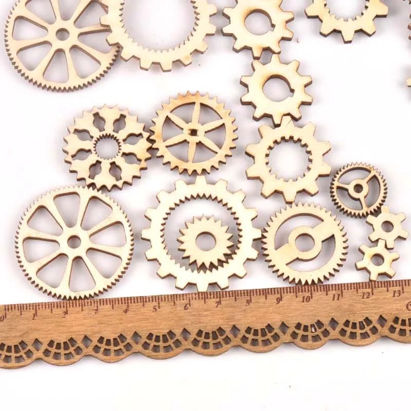 20pcs 13-40mm Mixed Wheel Gear Wooden Ornaments Scrapbooking Wood Decoration DIY Craft Supplies Handmade Accessories m1816 Qme