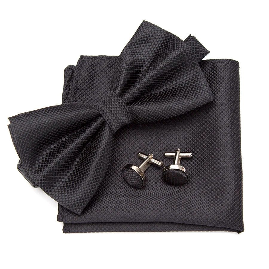 Mens Tie Bowtie Cravat Cufflinks Fashion Butterfly Party Wedding Bow Qme