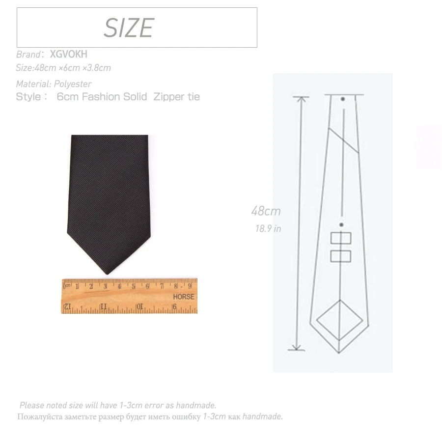 Men Necktie Zipper Lazy Tie Fashion Solid Ties Business Man Gravatas Qme