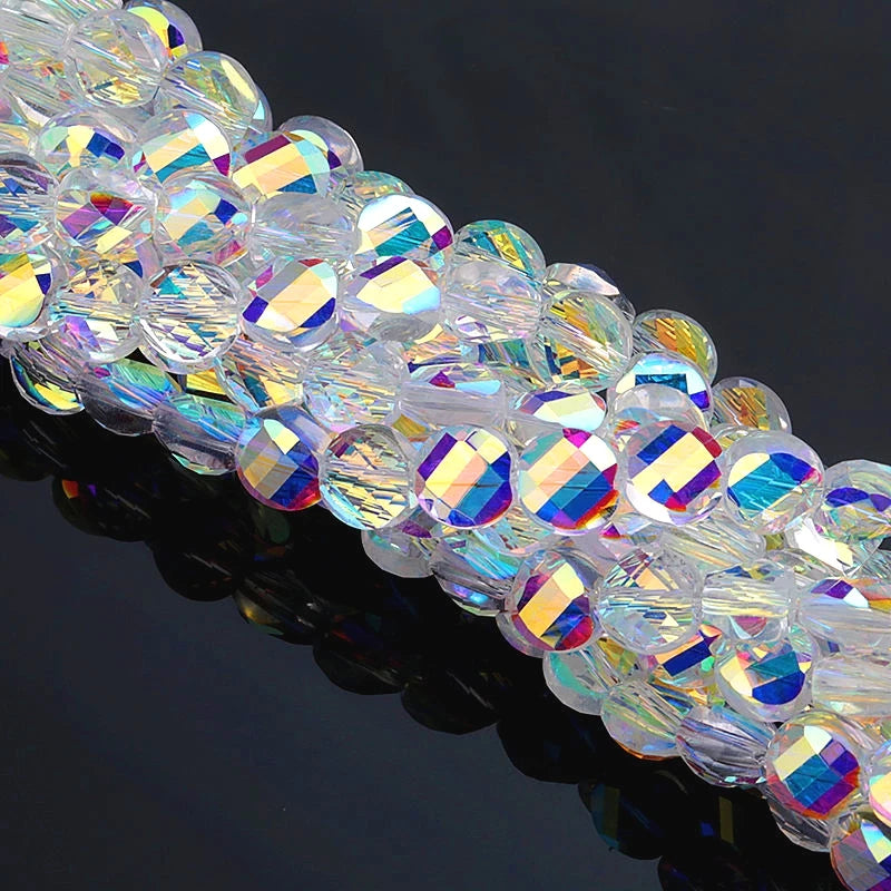 Super shiny fashion 6mm faceted Twisted glass beads flat round Austria crystal beads Loose Spacer beads Jewelry findings 100PCS Qme 6mm-100pcs