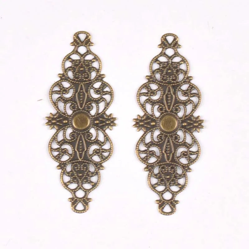 10pcs 62x24mm Metal Crafts Filigree Wraps Connectors Antique Diy Embellishments For Scrapbooking Gift Supplies Home Decor YK0734 Qme Bronze