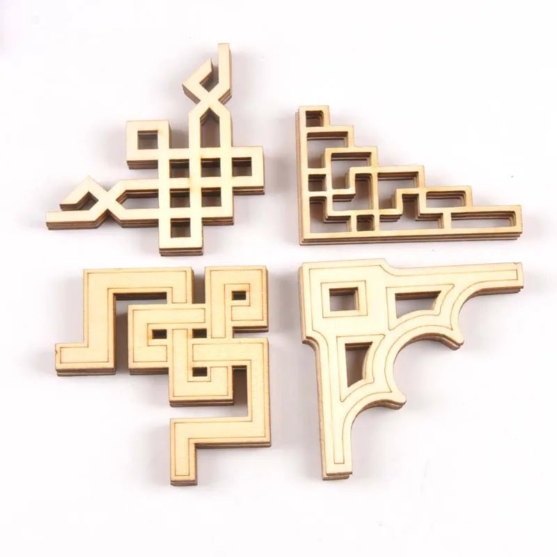 4pcs New Mix Book Corner Wooden Ornament For Home Decoration Crafts Scrapbooking Unfinished Crafts DIY Wood Album Corners m2151 Qme