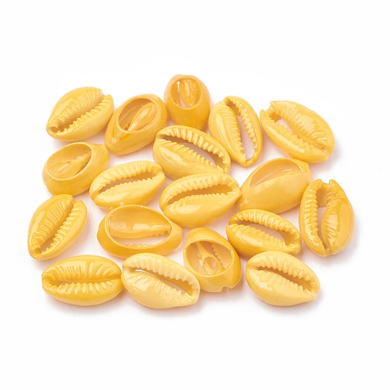 20pcs Dyed Cowrie Shell Beads DIY Necklace Beads Jewelery Craft Accessories for Jewelry Making 15~18x11~12x5~7mm Qme YELLOW