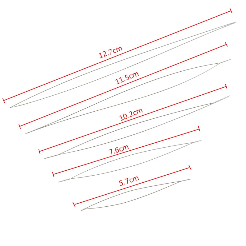 5pcs/lot Spring Steel Beading Needles 5 Sizes Easy Jewelry Making Tools Big Eye Curved Beading Pins for Beads and Pearls Qme