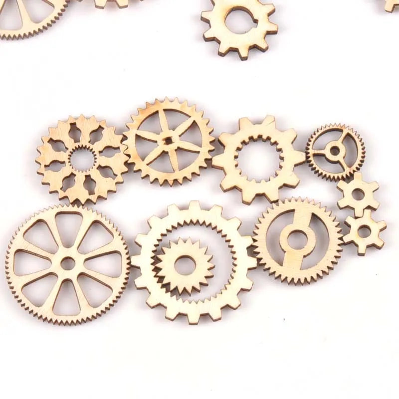 20pcs 13-40mm Mixed Wheel Gear Wooden Ornaments Scrapbooking Wood Decoration DIY Craft Supplies Handmade Accessories m1816 Qme