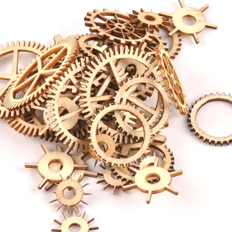 20-40mm 36pcs Unfinished Wood Craft Gear Wheel Scrapbooking DIY For Handmade Home Decor Mix Natural Wooden Embellishments m1653 Qme
