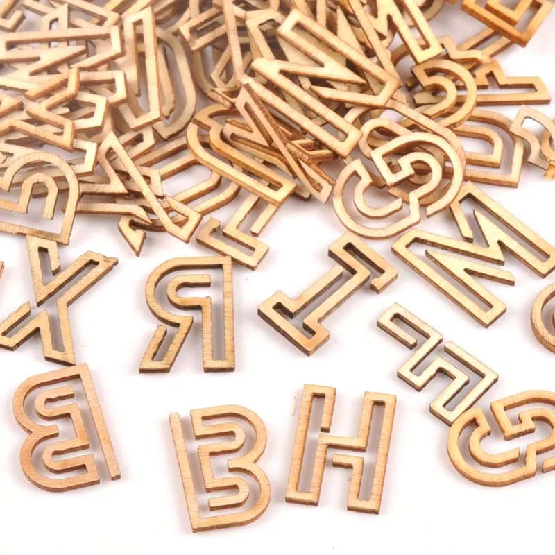 22x15mm Natural Wooden Hollowed-out Letter/alphabet For DIY Crafts Home Handmade Unfinished Wood Decoration 78Pcs (3 Set) m1651 Qme