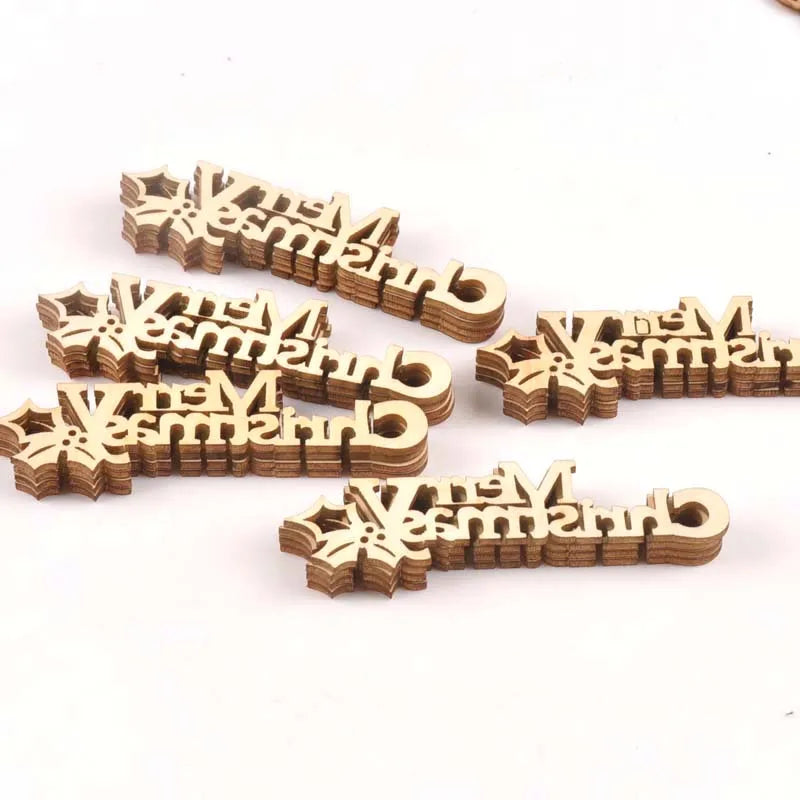 10pcs Letters "Merry Christmas" Wood Slices DIY Crafts For Scrapbooking Handmade Home Decor Wooden Ornaments Accessories M1642 Qme