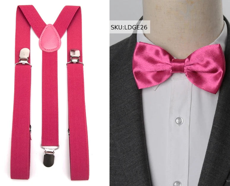 Suspenders Bow Tie Set Men Fashion Suspensorio for Man Boy Women Bowtie Braces Trousers Tirantes Wedding Leisure Shirt Stays Qme LDGE26