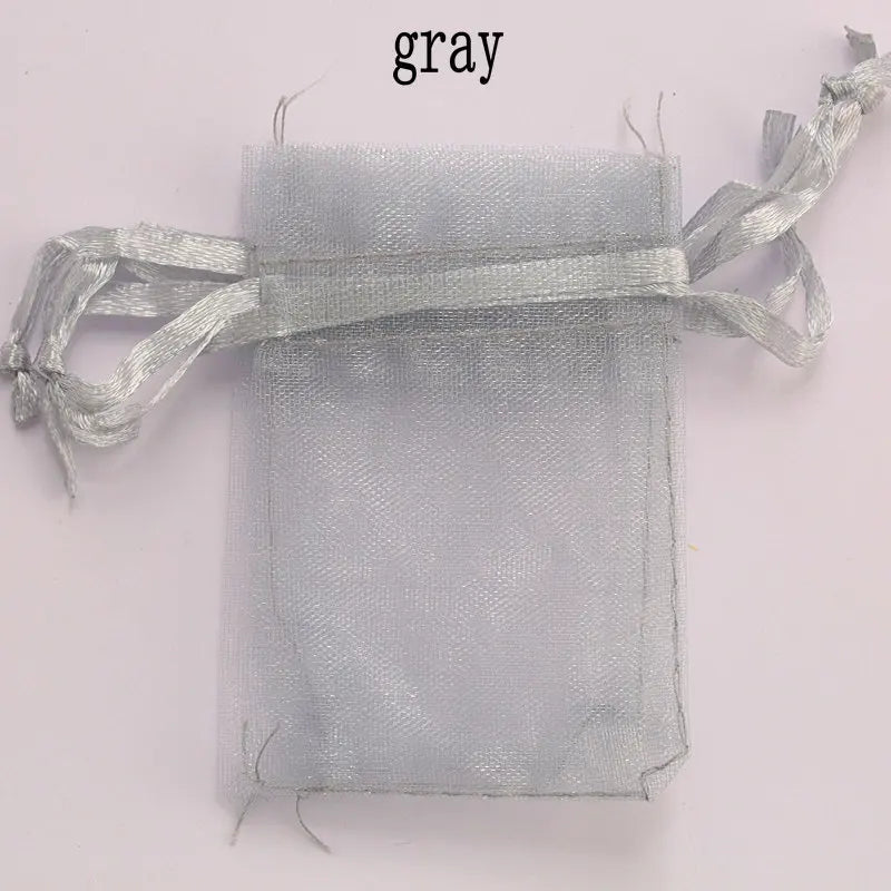 Wholesale 16 color 100pcs/lot 9*12cm organza Christmas wedding gift bags candy bag jewelry packing drawable organza bags&pouch Qme grey
