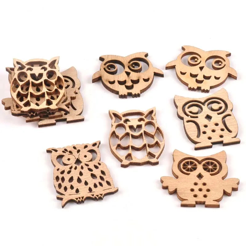 Vintage Mixed Owl Wood Slices Crafts Scrapbooking Handmade Home Decoration Wooden Ornaments Handcraft DIY Arts 10pcs m1823 Qme