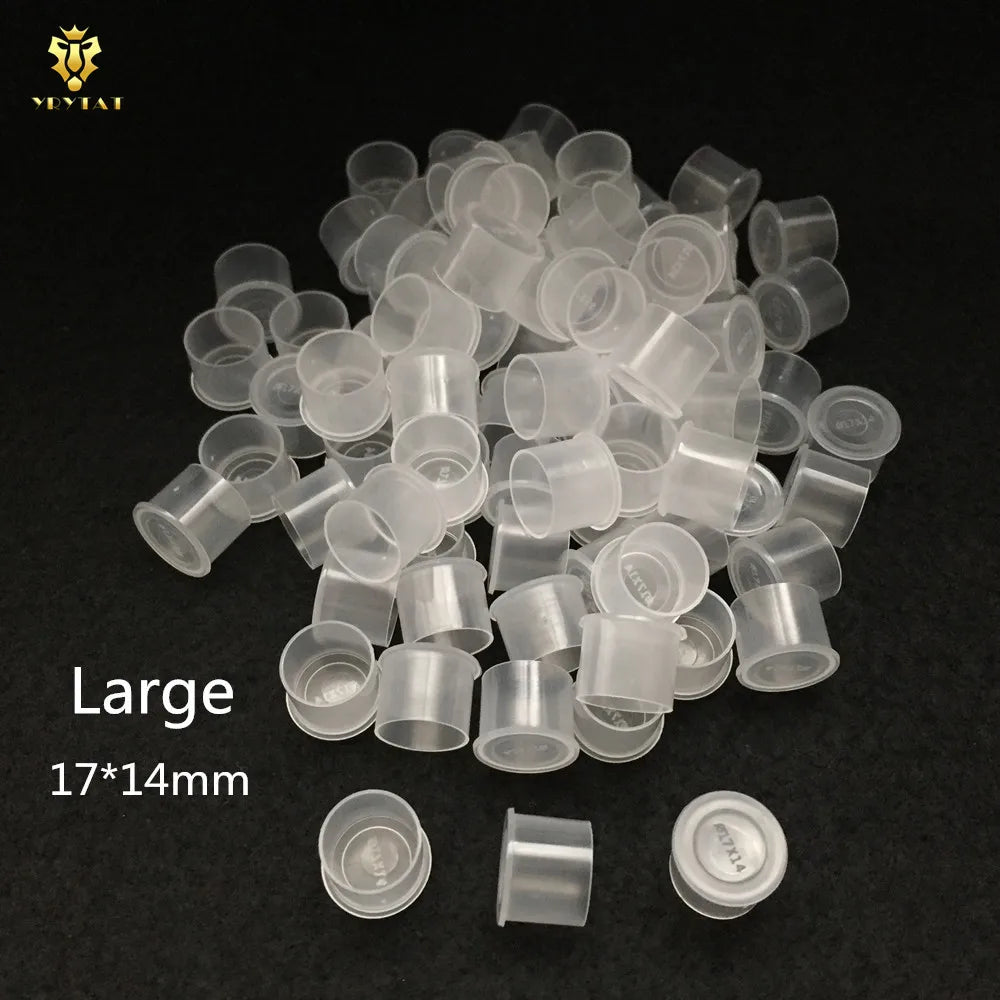 New 1000PCS Super White Steady Tattoo Ink Cups Small Medium Large Size Clear Self Standing Tattoo Ink Cup Cap Supply Qme