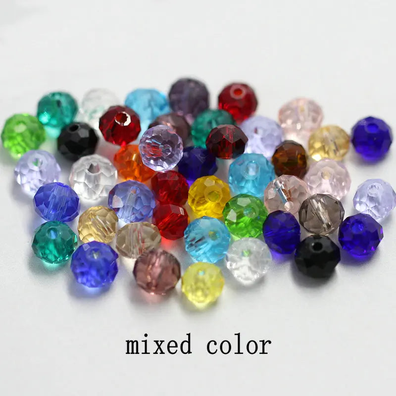 Hot Sale 4-8mm Black Faceted Glass Round Beads Rondelle Austria Crystal Beads for Bracelet Necklace Making DIY Jewelry Findings Qme mixed color 6mm-100pcs