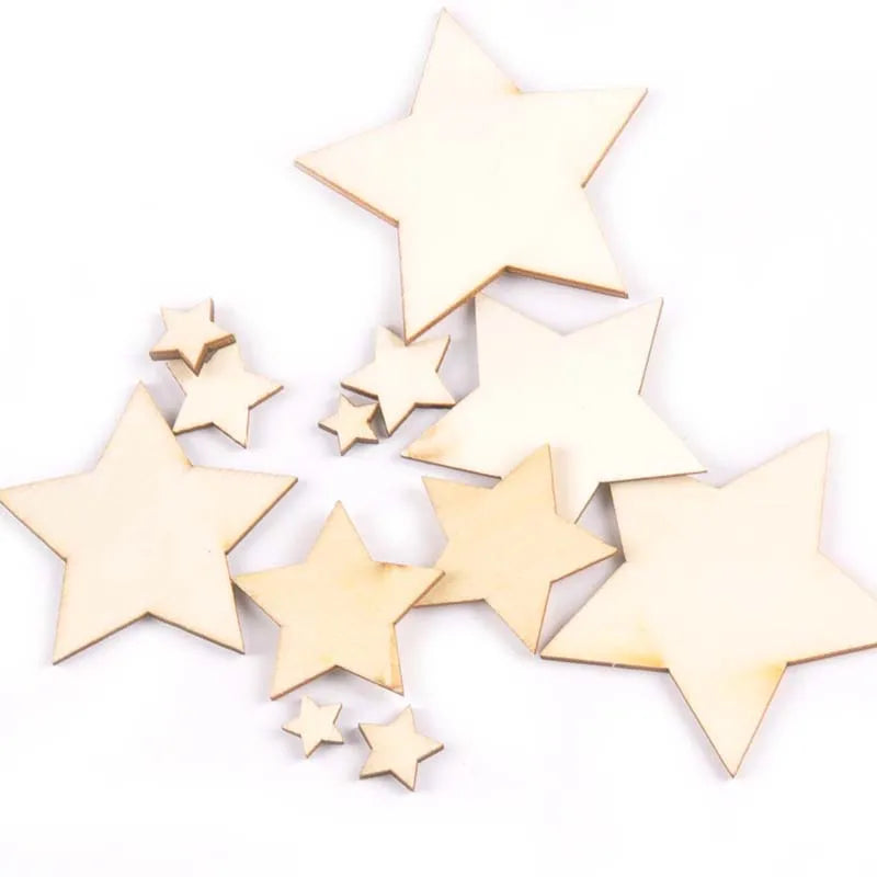 Mix Star Shape Natural Wood Slices DIY Wedding Crafts Home Accessories Embellishment Wooden Decoration Handicraft 10-80mm m1982 Qme