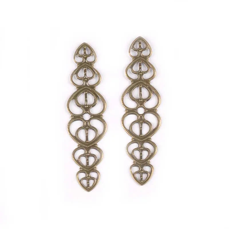 10pcs Flower Filigree Wraps Connectors Antique DIY Embellishments For Scrapbooking Crafts Supplies Home Decor 54x14mm YK0736 Qme