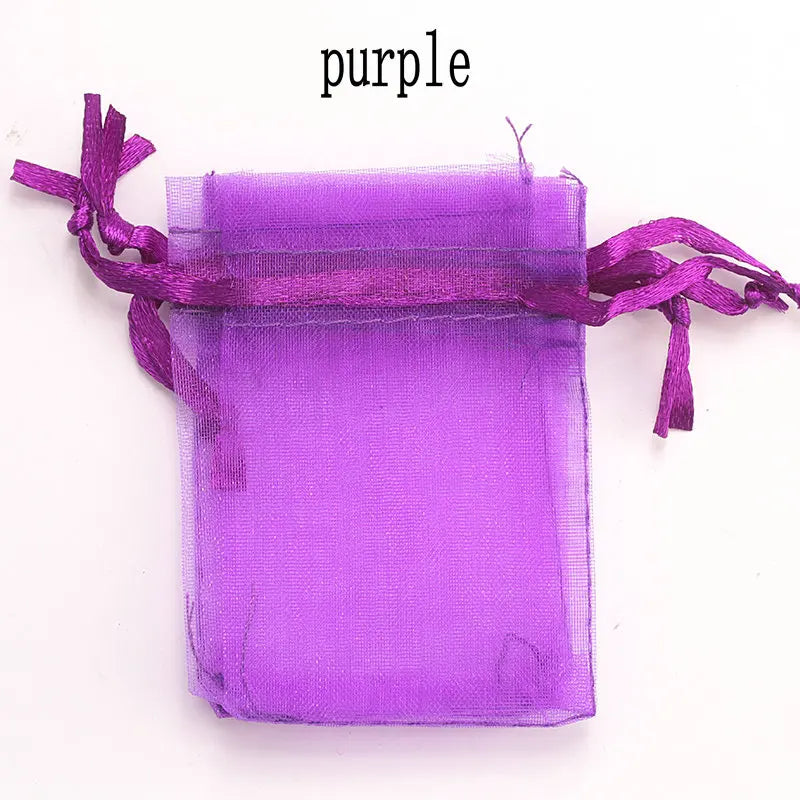 Wholesale 16 color 100pcs/lot 9*12cm organza Christmas wedding gift bags candy bag jewelry packing drawable organza bags&pouch Qme purple