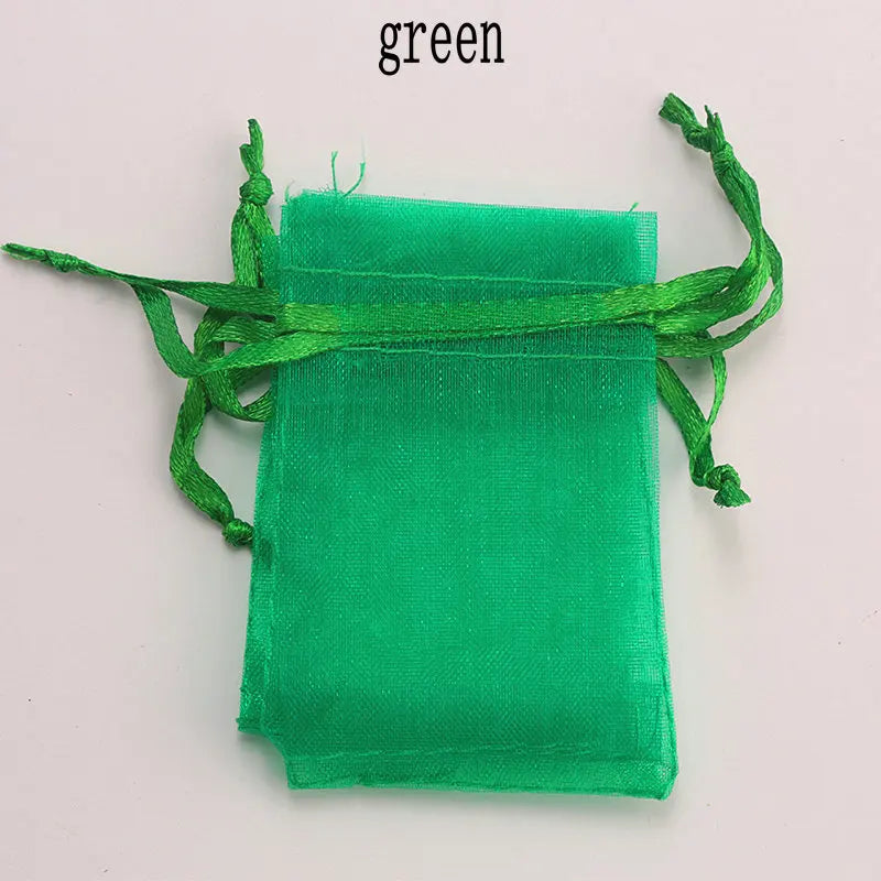 Wholesale 16 color 100pcs/lot 9*12cm organza Christmas wedding gift bags candy bag jewelry packing drawable organza bags&pouch Qme green