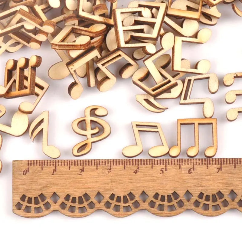 14x15mm Mix Note Wooden Ornaments Scrapbooking Carft For Handmade Accessories Home DIY Wood Home Decoration 50pcs m1712x Qme