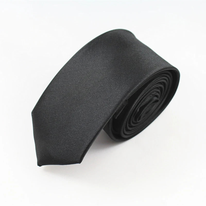 JEMYGINS Men's Tie 100% Silk Pure Black Tie 5cm Skinny Slim Tie High Quality Classic Business Casual Party Tie Wedding Qme