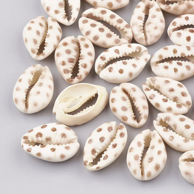 10pcs Printed Cowrie Shell Beads Undrilled Beads for DIY Jewelry Making 20~26x13~18x5~7mm Qme camel