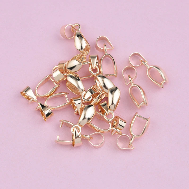 30pcs 4x15mm Copper Seeds Buckle Pendants Clasps Hooks Clips Bails Copper Connectors For DIY Handmade Jewelry Making 4 Colors Qme