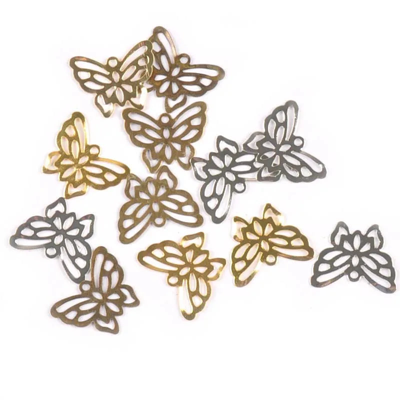 21x17mm 50Pcs Hollow Butterfly Filigree Wraps Connectors Embellishments For DIY Scrapbookings Metal Crafts Home Decor YK0754 Qme