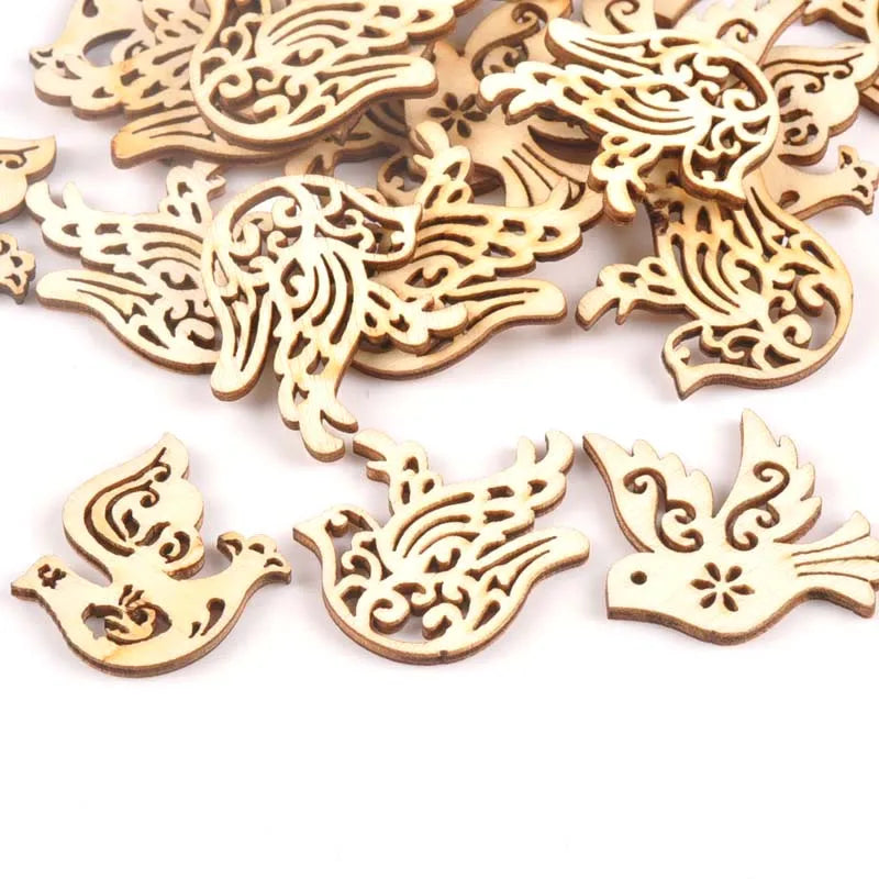 25pcs mixture Wooden Crafts creativity pigeon Pattern Scrapbooking Crafts wood decoration for Home Decoration m1566x Qme Default Title