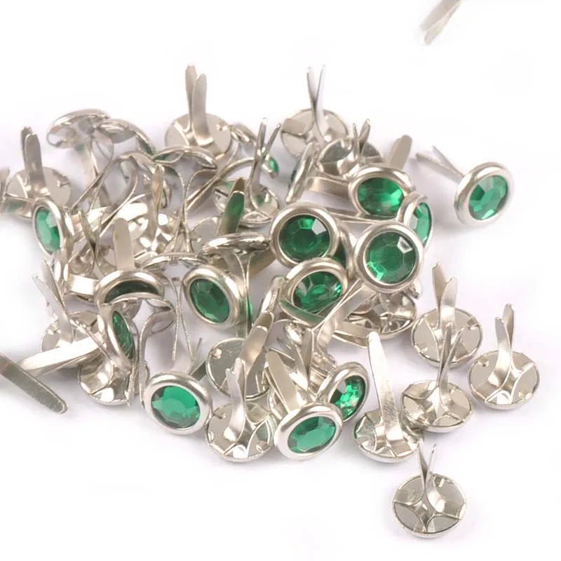 50pcs 8.5X15mm Mix Rhinestone Brads Scrapbook Paper Crafting Embellishment Fastener Brad Metal Crafts For DIY Decoration c1115 Qme