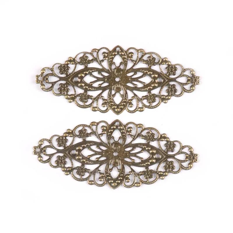 10Pcs Filigree Wraps Connectors Embellishments For Diy Scrapbooking Home Decor Gold/silver/Bronze Handmade Metal Crafts yk0745 Qme Bronze