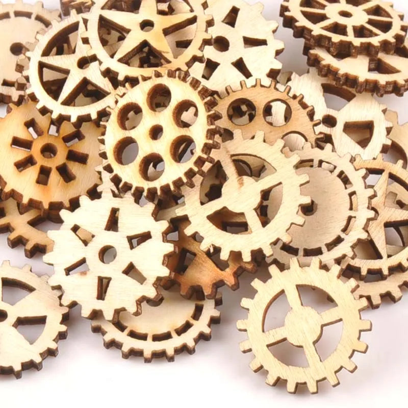 50Pcs 24mm Natural Unfinished Wooden Wheel Gear Shape For Handmade DIY Crafts Wood Slices Ornament Scrapbooking Home Decor m1683 Qme Default Title