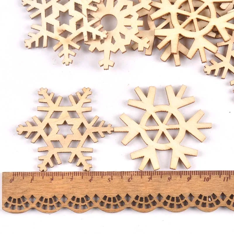 20Pcs Mixed Snowflake Pattern Hollow Out Wood Slices DIY Craft Scrapbook Arts Accessories For Home Decor Wooden Ornament m2182 Qme