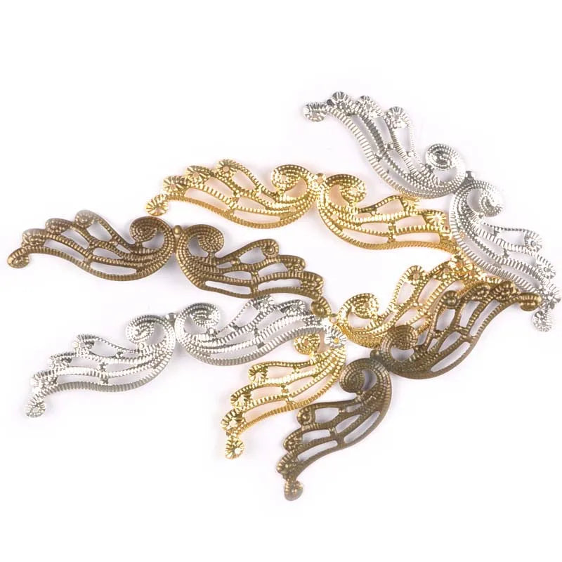 10Pcs 3 Colors Metal Connectors Crafts Flower Filigree Wraps Embellishments For Diy Scrapbooking Home Decor Accessories YK0743 Qme
