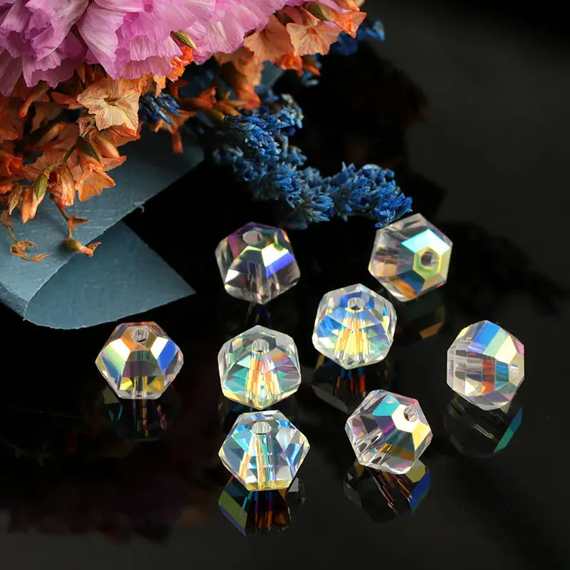 Best quality 8mm fashion glass beads octagon shape crystal beads lantern shape loose Spacer beads for Jewelry making 50pcs/bag Qme