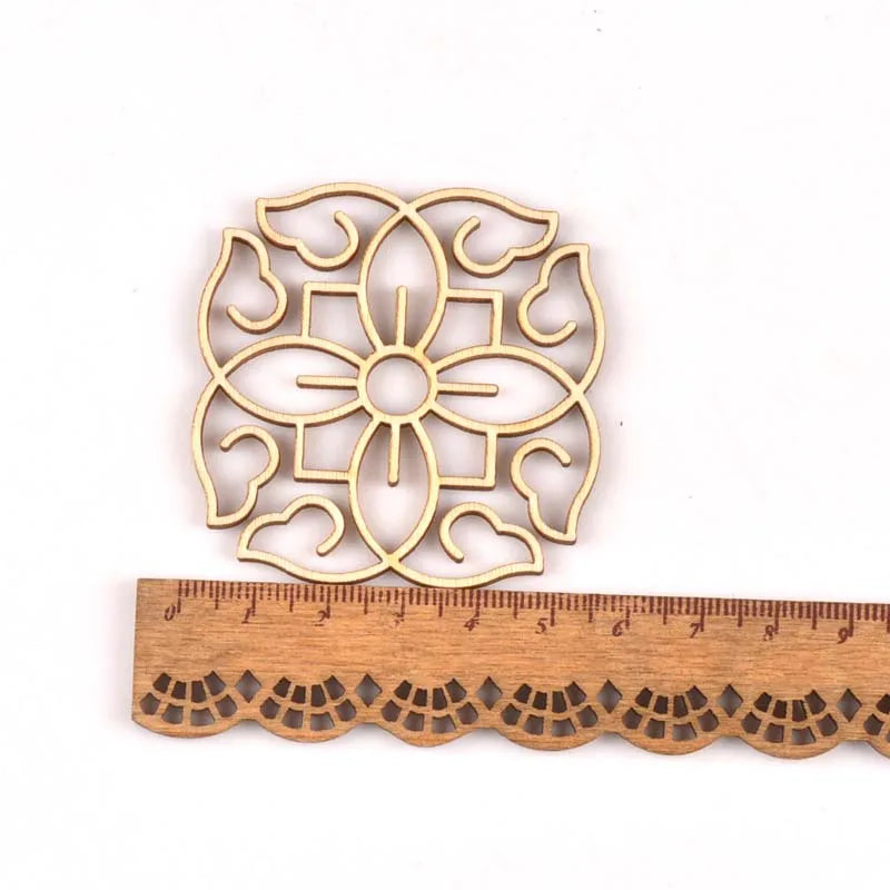 5Pcs Round/square Lace Pattern Unfinished Wood Slices DIY Crafts For Wooden Ornaments DIY Scrapbook Home Decor Accessories m2173 Qme 16