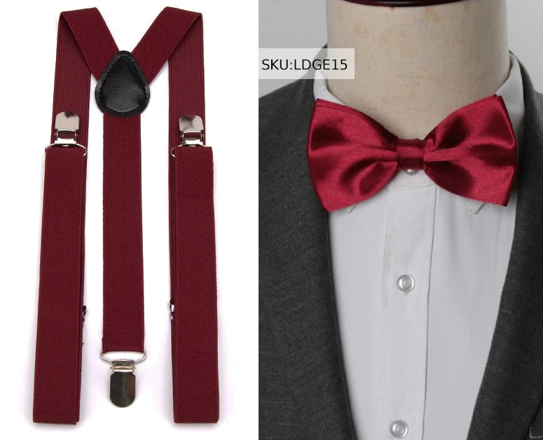 Suspenders Bow Tie Set Men Fashion Suspensorio for Man Boy Women Bowtie Braces Trousers Tirantes Wedding Leisure Shirt Stays Qme LDGE15