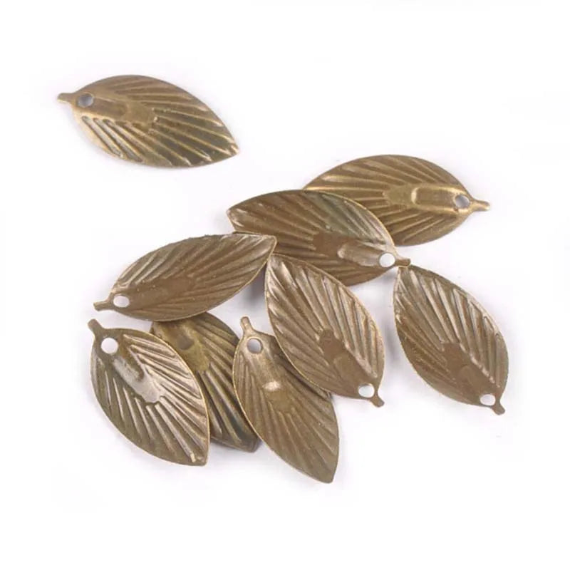 50Pcs 18x8mm Metal Crafts Filigree Wraps Leaves Connectors Embellishments For Scrapbooking Home Decor DIY Accessories yk0747 Qme Bronze