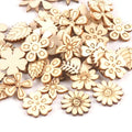 50Pcs Mix Plant/Flower/grass Shape Natural Wooden For Handmade DIY Crafts Wood Ornament Scrapbooking Home Decoration 20mm m1805 Qme Default Title
