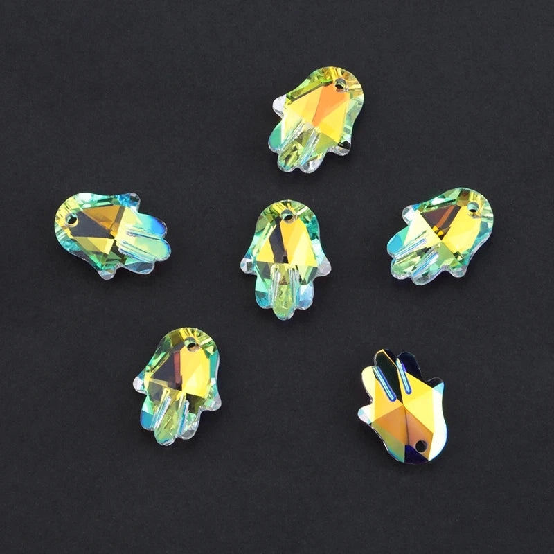 2023 NEW 14x18mm Crystal Charms Hand Shape Glass Beads Crystal Palm Pendant Gems Rhinestones for Jewelry Making Earrings DIY Qme