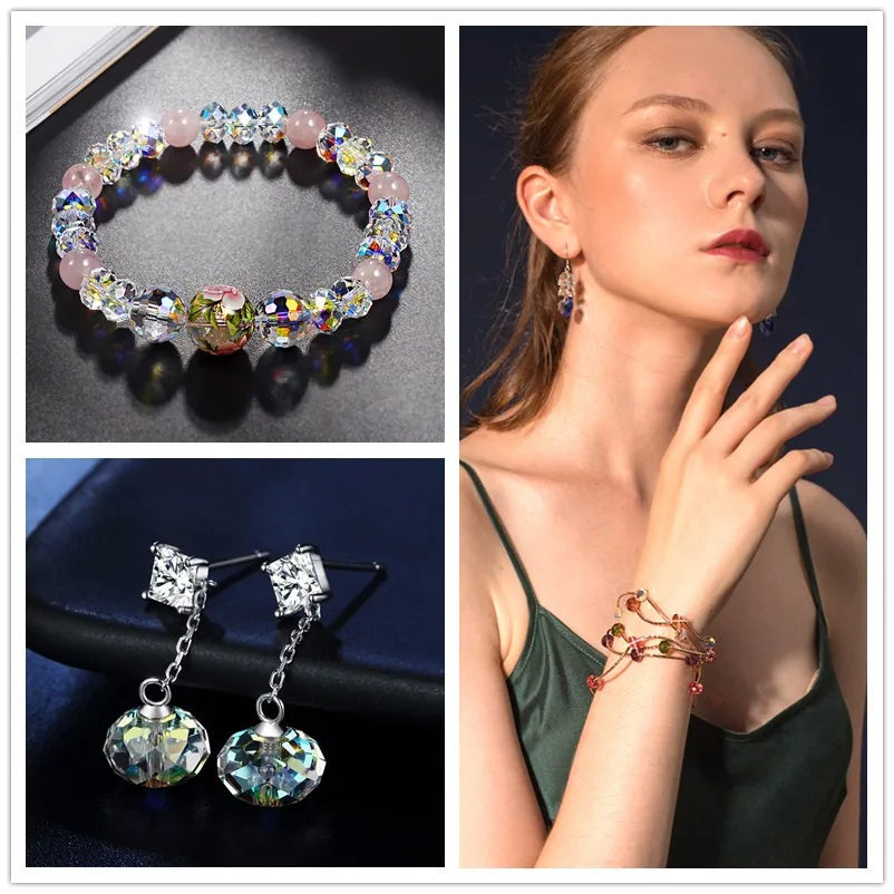 Hot Sale 4-8mm Black Faceted Glass Round Beads Rondelle Austria Crystal Beads for Bracelet Necklace Making DIY Jewelry Findings Qme